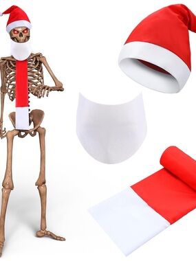 3 Pcs 12 Ft Skeleton Outfits Accessories Skeleton Santa Hat Christmas Set